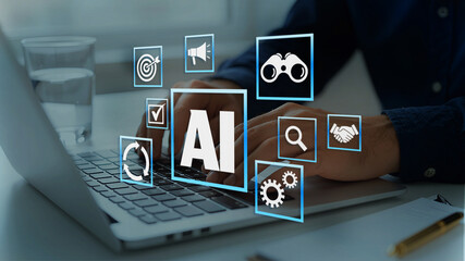 AI agent supporting business processes with automation technology. Generative artificial...