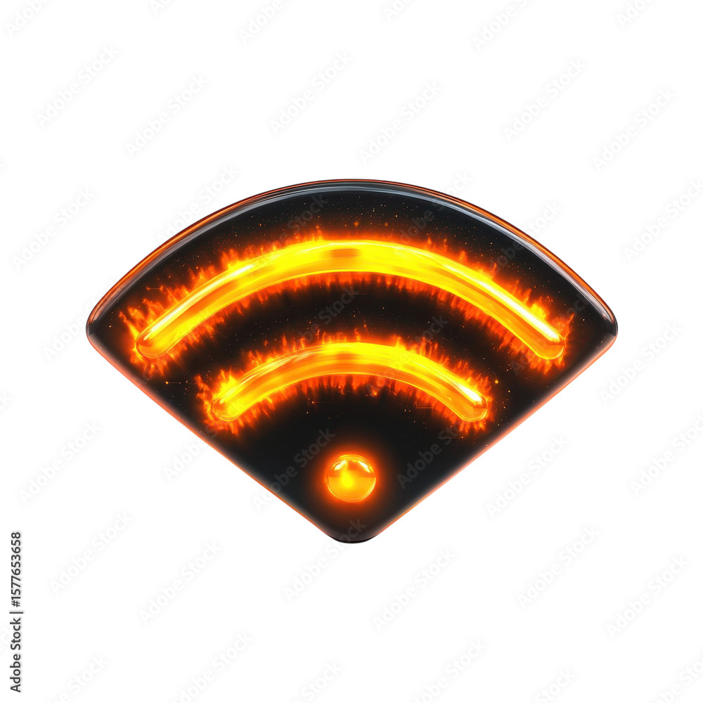 Poster fiery wifi signal icon glowing with intense radiance energy connection on transparent background