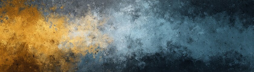 Vibrant yellow and blue painted wall texture, an abstract design background yellow