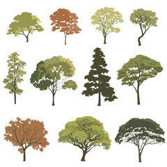 	
trees, tree elevation, set of trees, vector tree, cad