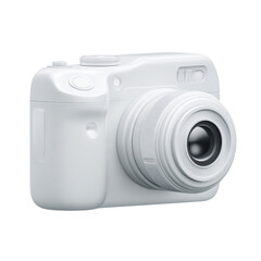 3d icon of a white camera isolated on transparent background is ready for a photoshoot isolated on transparent background
