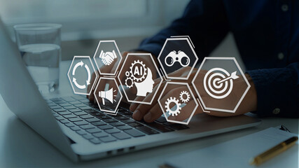 AI agent supporting business processes with automation technology. Generative artificial...