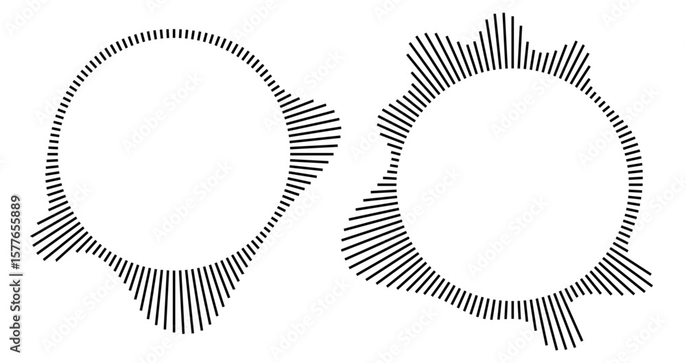 Poster music equalizer icon set. circular sound wave logo. music symbol. circular audio radial spectrum lin
