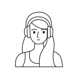 Obraz premium Young Woman Enjoying Music with Headphone Illustration