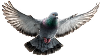 Majestic Flying Pigeon with Open Wings – Isolated on Transparent Background