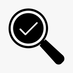 Magnifying Glass with Check Mark Icon for Verification and Approval Concept