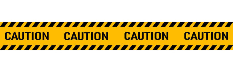 Caution tape yellow and black warning banner for industrial safety, road, construction, barricade. Vector illustration.