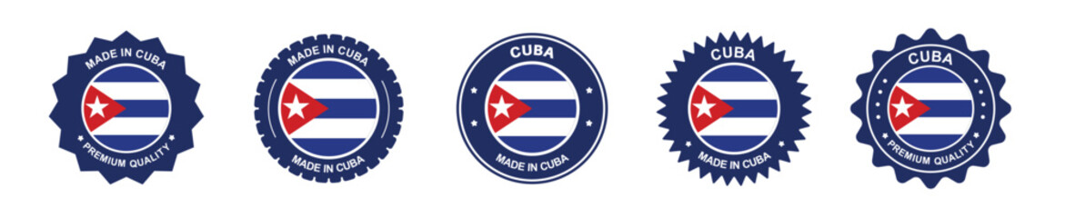 Fototapeta premium cuba the product label set. Cuban flag, premium made in Cuba . Labels, seals, stamps, flags, icons.
