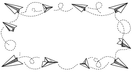 Paper Airplane Frame with Dotted Flight Path for Creative Design