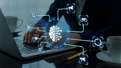 AI agent supporting business processes with automation technology. Generative artificial...