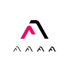 Technical logo Letter A, digital cyber space alphabet font, set of four different thicknesses of the (regular, medium, bold, thick) made stencil style