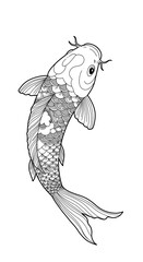 躍動感あふれる墨絵 鯉の図