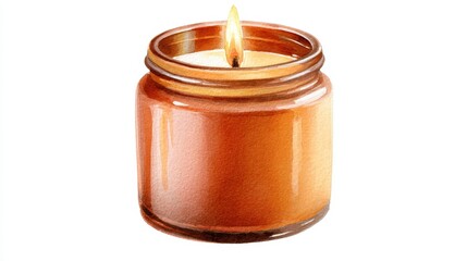 Elegant Glass Jar Candle with Soft Flame and Warm Glow