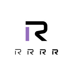 Technical logo Letter R, digital cyber space alphabet font, set of four different thicknesses of the (regular, medium, bold, thick) made stencil style