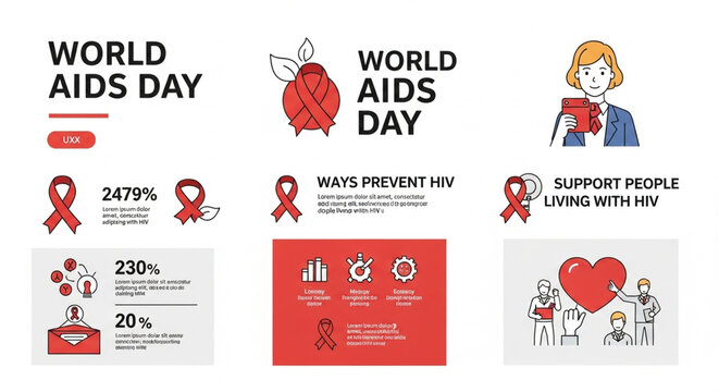 "A red ribbon symbol on a dark background with candlelight vigil, honoring AIDS victims and supporting awareness with hopeful messages."

