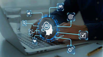 AI agent supporting business processes with automation technology. Generative artificial...