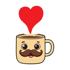 vector cup of coffee with heart
