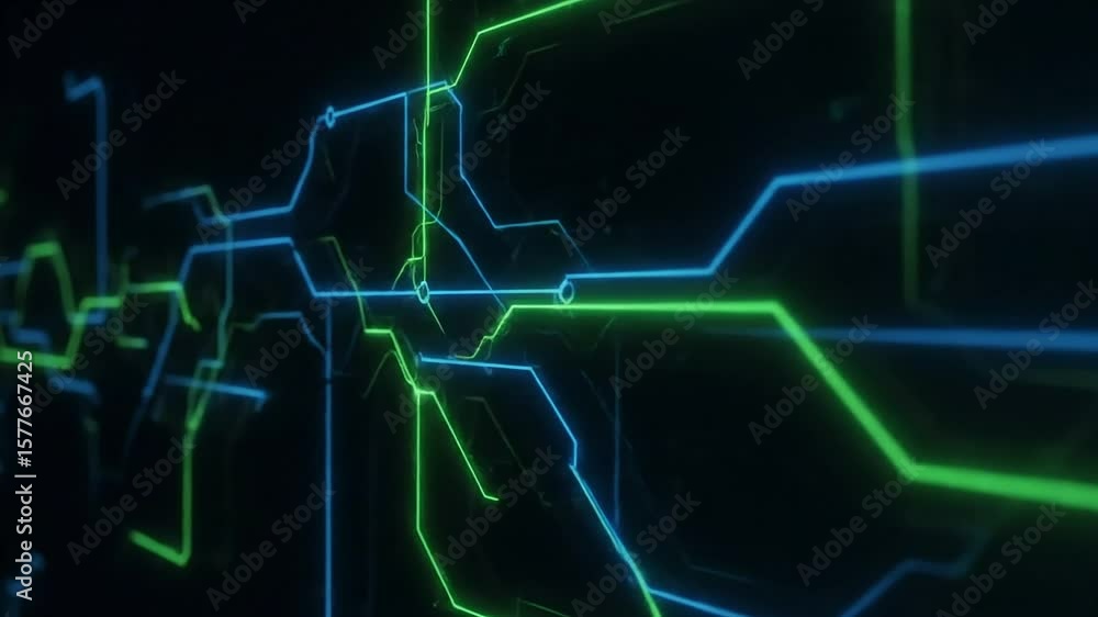 Poster abstract technology background with glowing lines, digital connectivity and data flow