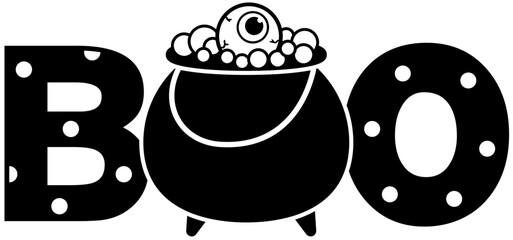 Spooky Boo Halloween Lettering Illustration.
BOO Halloween Word Art Silhouette isolated.
Halloween Boo Typography Design.
Cute Boo Typography Illustration for Halloween.
Transparent background. SVG.