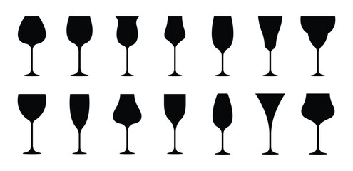 Modern Wine Glass Vector Set