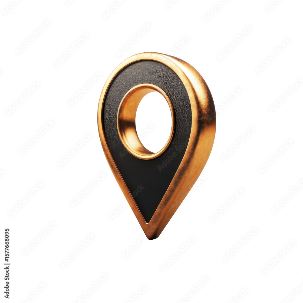 Fototapete golden location pin map pointer icon for navigation travel destination or on transparent background