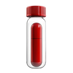 Fototapeta premium Red Capsule Inside Clear Bottle Medicine Healthcare Pharmacy Medical on transparent background