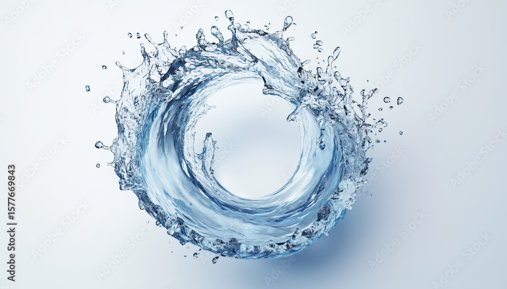 Poster ring of water droplets. this spectacle of liquid elements in motion creates a mesmerizing display th