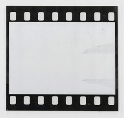 empty 35mm film frame strip on white background.