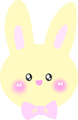Cute Pastel Bunny Face Icon With Bow