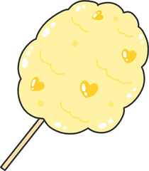 Yellow Cotton Candy Fair Food Illustration