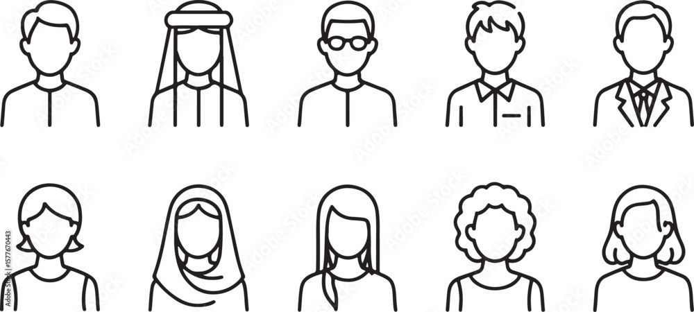 Poster diversity in visual communication a vector graphic showcase of varied people avatars expressing repr