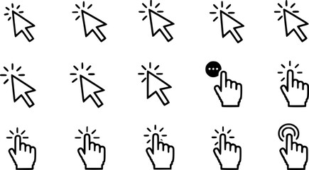 Cursor icons set and Computer curser vector icon Pointing sign Curser silhouette vector art of illustration

