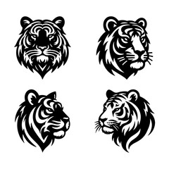 Tiger head simple black vector logo icon