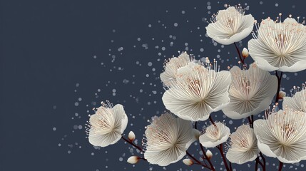White Flower Bouquet with Dark Blue Background for Decorative Purposes