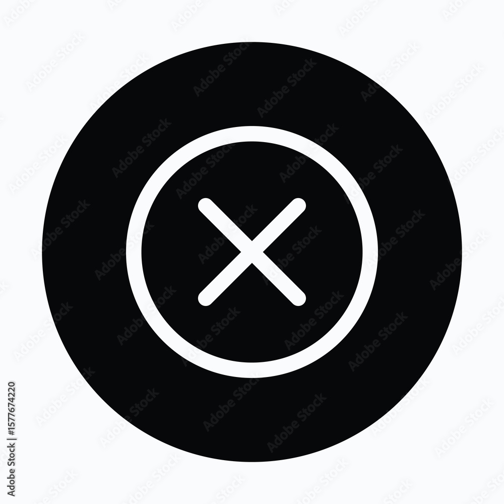 Poster cross circular icon for user interface, isolated vector icon.