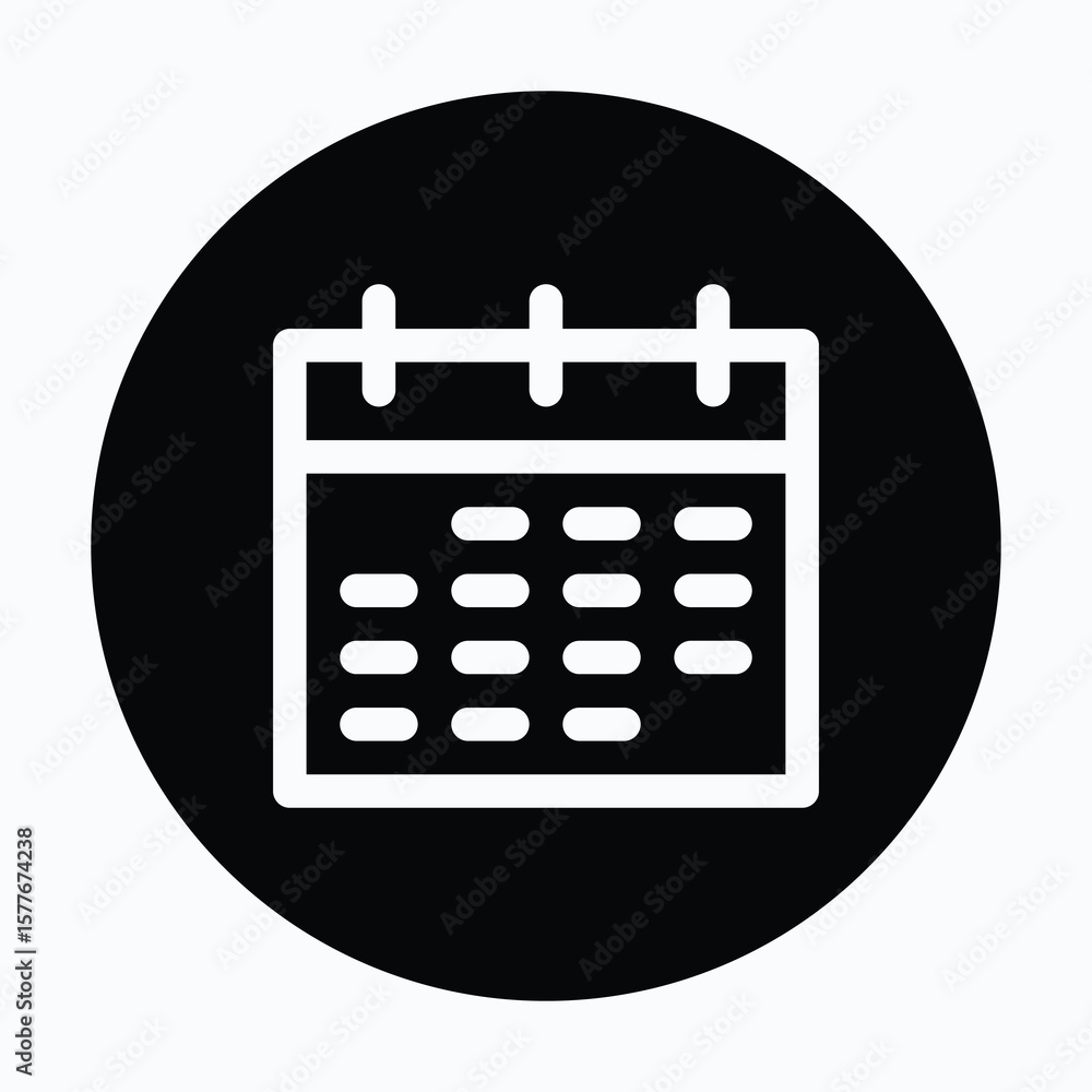 Poster calendar circular icon for user interface, isolated vector icon.