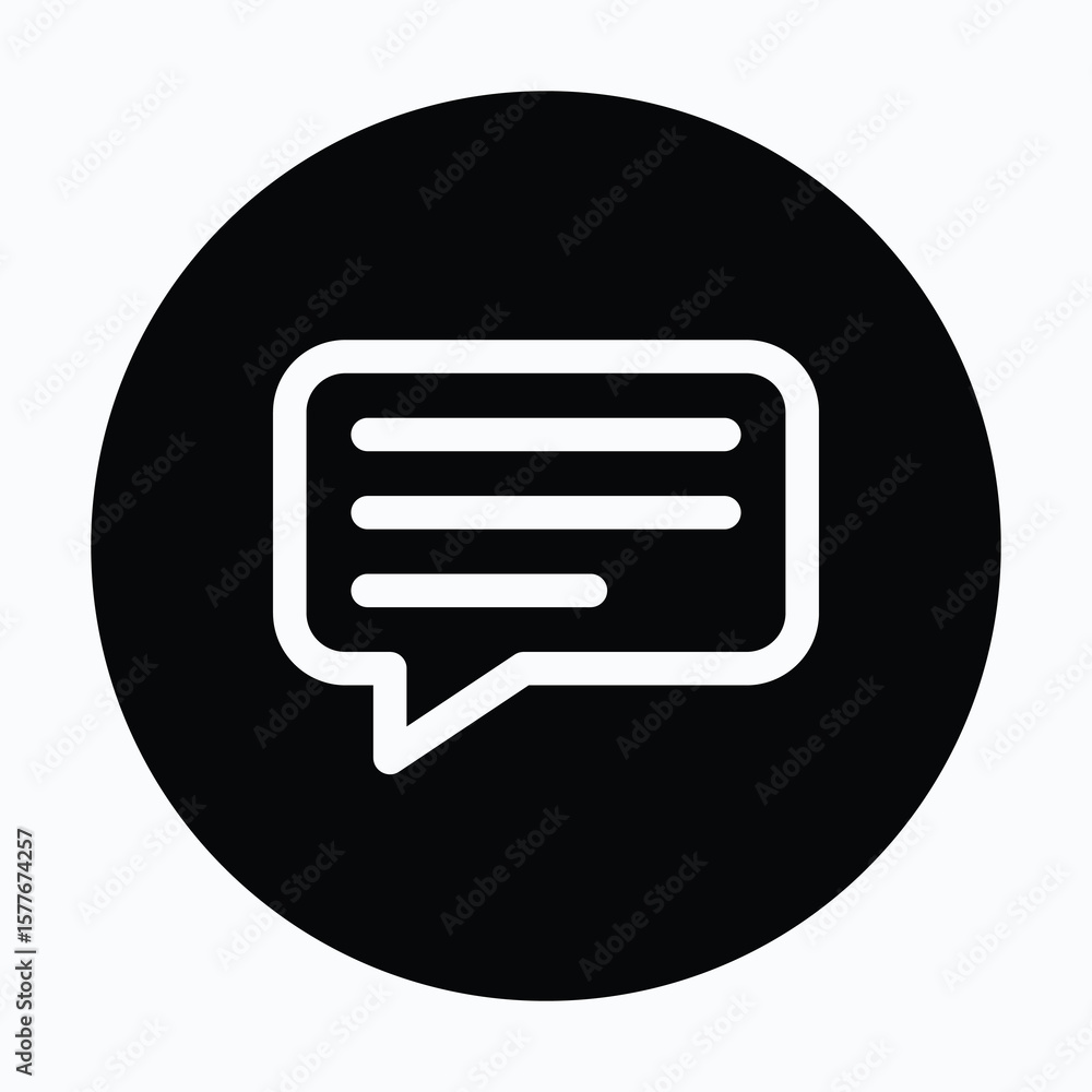 Poster chat box circular icon for user interface, isolated vector icon.