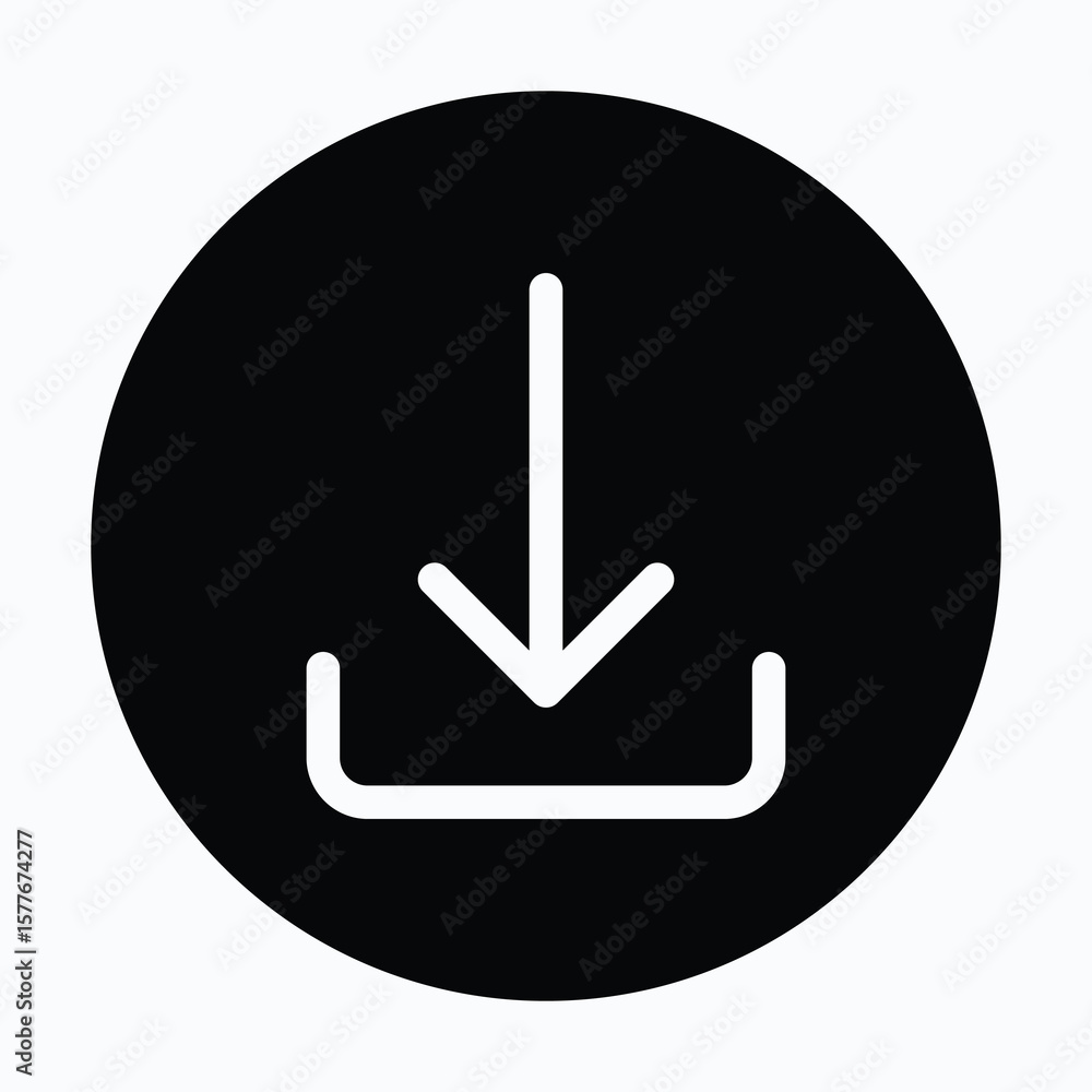 Poster download circular icon for user interface, isolated vector icon.