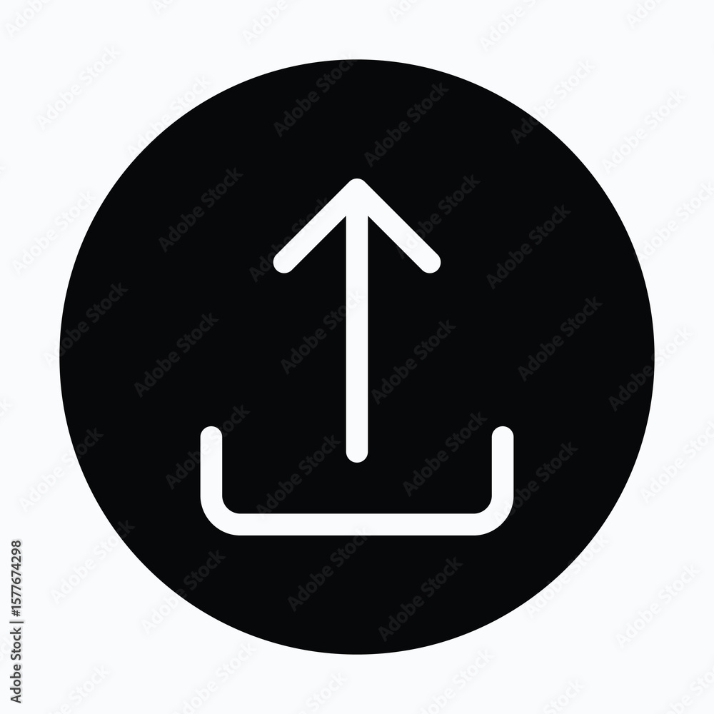 Poster upload circular icon for user interface, isolated vector icon.