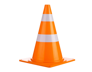 Traffic cone isolated  on a transparent background.