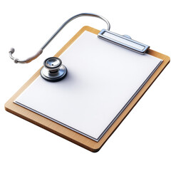 Medical Clipboard Mockup With Stethoscope Isolated on Transparent Background Health Care Concept 100