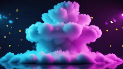 Surreal Fantasy Cloud Explosion Effect with Neon Blue and Pink Smoke - Powered by Adobe