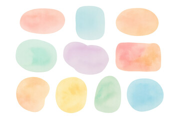 Set of colorful watercolor stains isolated on transparent background, providing a versatile design element for various creative projects