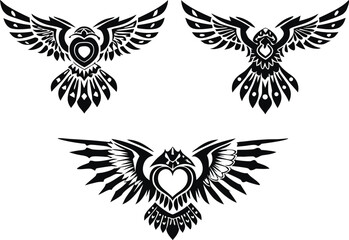 Obraz premium Tribal Style Eagle Designs Tattoo Art Set