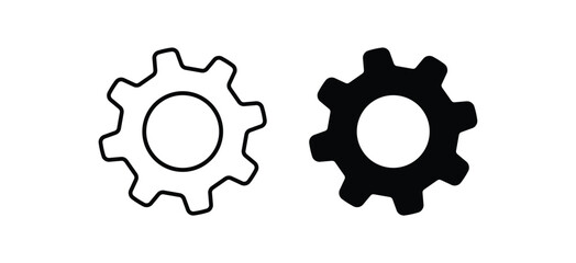 Gear Settings Icon – Minimal Line Style Configuration Symbol for App Interface, Web UI, and Software Tools – Vector on Transparent Background