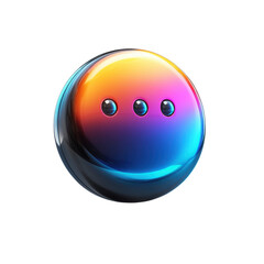 Metallic Orb with Rainbow Gradient and Three Points 3D Abstract Render on transparent background