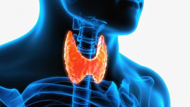 Medical Animation Showing Human Thyroid Gland Highlighted in Transparent Neck Anatomy