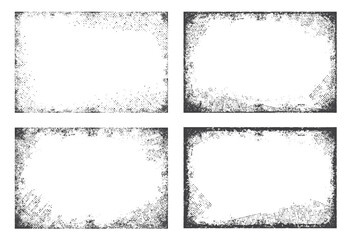 Set of grunge frames on a white background. Old frame with dust texture. Grunge texture with halftone dots. 