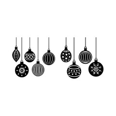 Hanging Christmas ornaments silhouette 