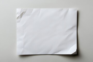White Paper Sheet with Wrinkles, Clean Texture on Light Background Closeup Shot